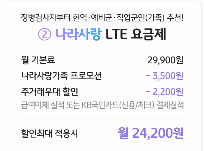 나라사랑 LTE 요금제