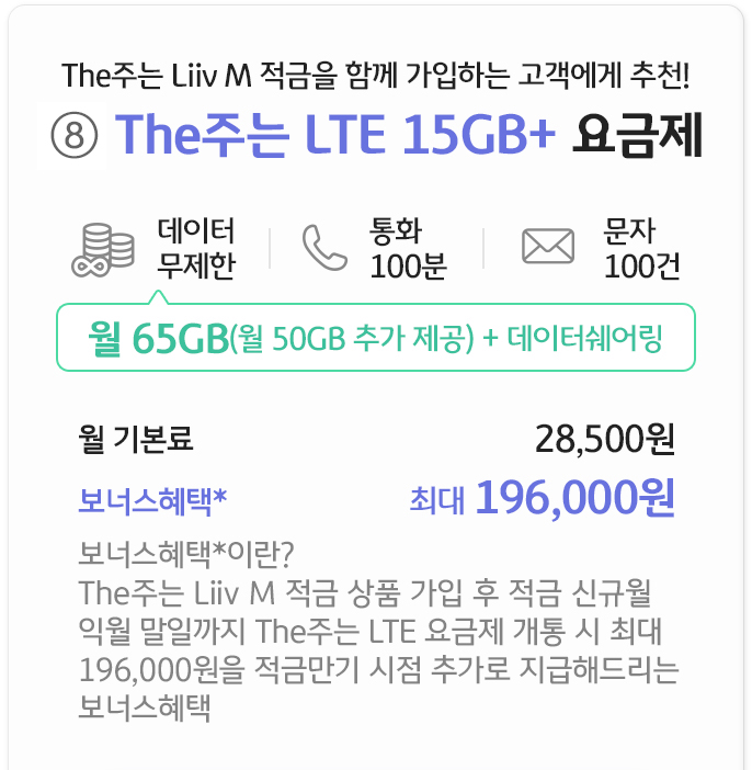 The주는 LTE 15GB+ 요금제