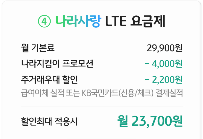 나라사랑 LTE 요금제