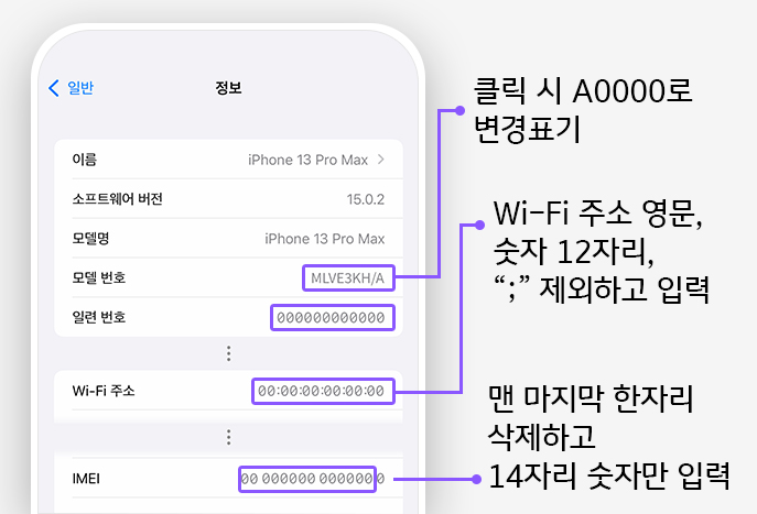 기기 설정 > 일반 > 정보