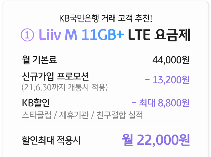 Liiv M 11GB+ LTE 요금제